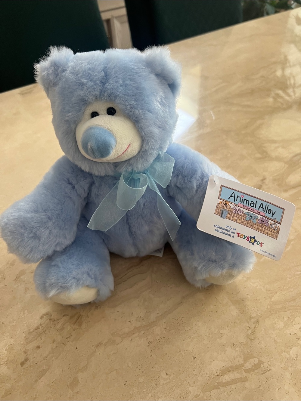 Light blue plush teddy bear from the Animal Alley brand (Toys R Us) NWT!